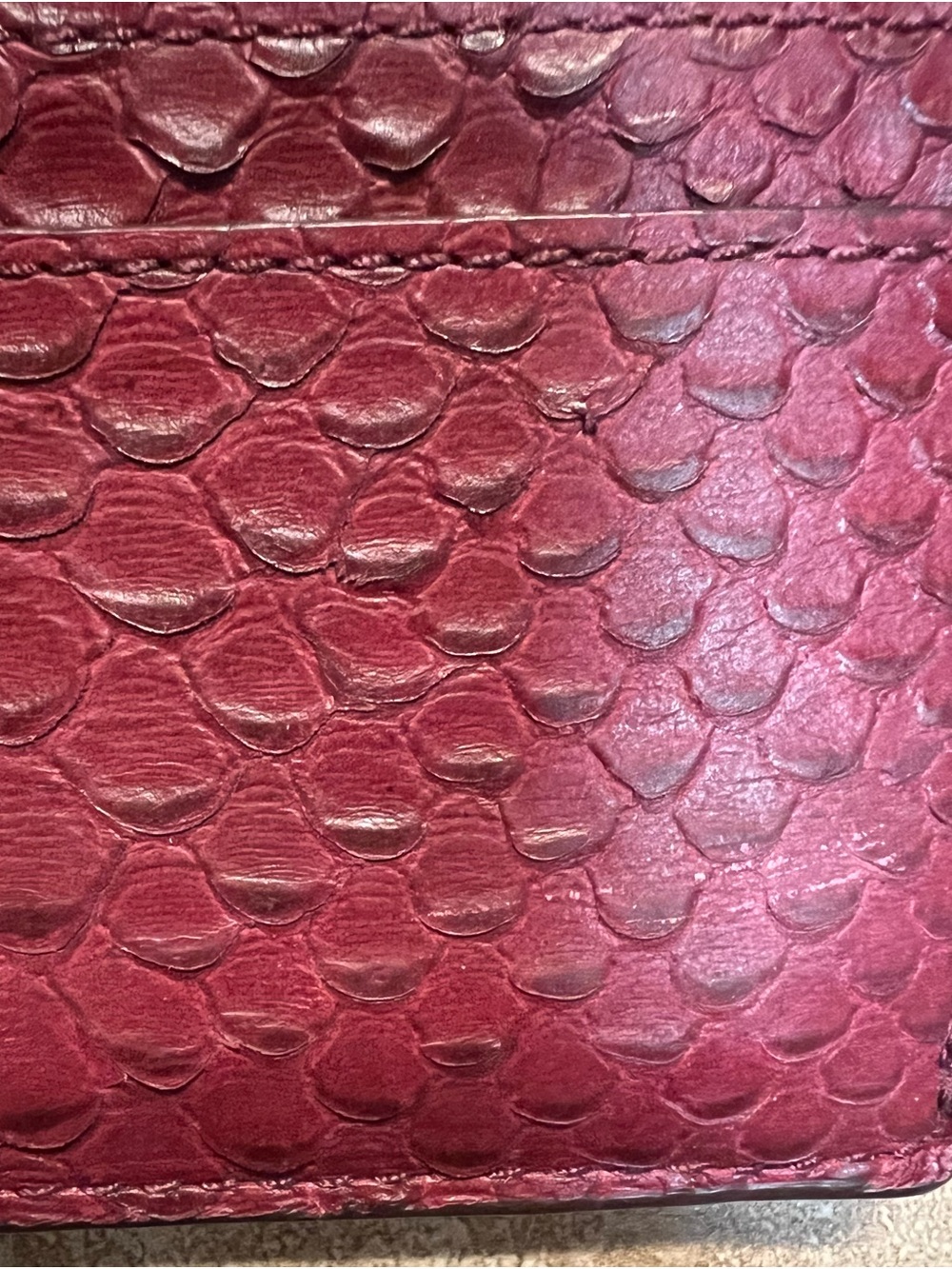 COACH Burgundy Python-Embossed Leather Wallet - Picture 4 of 4